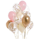 Pink and Gold Confetti Balloons 12pcs with Weight