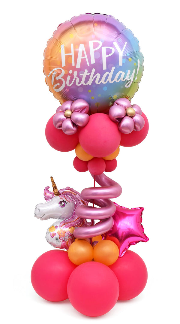 Chrome with Mini Unicorn Birthday Arrangement