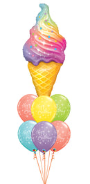 Round Sorbet Assorted and Ice Cream Bday balloon with weight
