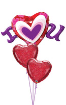 I (HEART) U Radiant Glittering Hearts Balloons