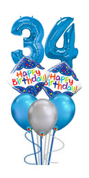 Two Number Birthday Scribble Chrome Balloon Bouquet