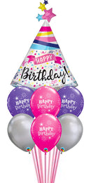 Happy Birthday Sparkle Banner Balloon Bouquet With Weight