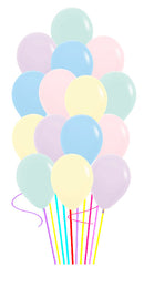 Pastel Color Latex Balloon Bouquets 15pcs with Hi-Float and Weig