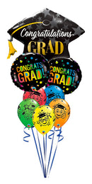 Congratulations Grad Star and Ombre Dots Big Balloon Bouquet