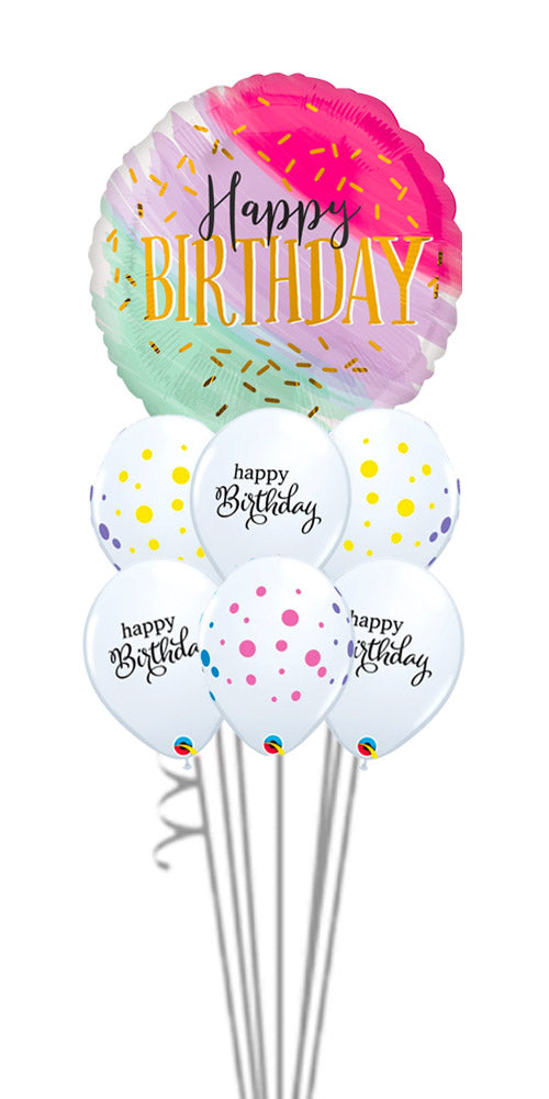 Jumbo Water Color Birthday Simply Polka Balloon Bouquet