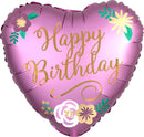Happy Birthday Satin Heart Shape