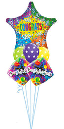Congratulation Jumbo Prismatic Streamer and Stars Bouquet