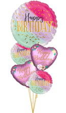 Jumbo Water Color And Satin Birthday Balloon Bouquet With weight