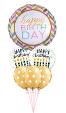 Pastel Celebration Birthday Candles Gold Big Dots Bouquet