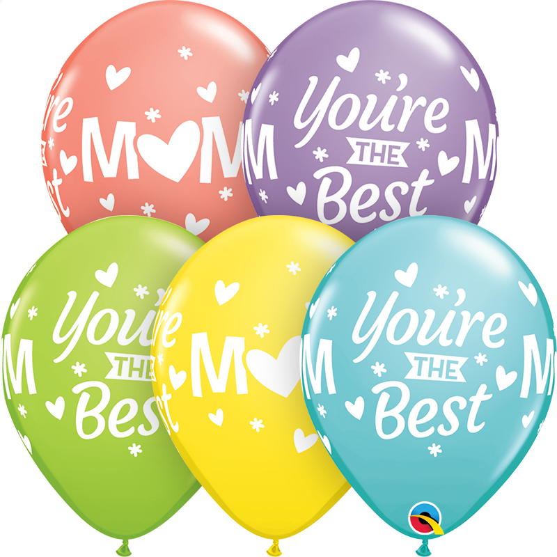 Mom You're the Best Latex - Helium Filed 5pcs