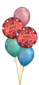 Red Satin Party ,Chrome Balloon Bouquet