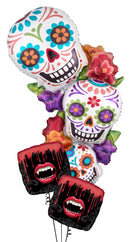 Stacking Sugar Skulls Fangtastic Halloween Bouquet with Foil Wei