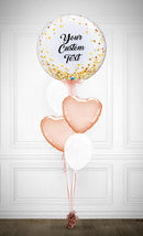 Bubbles Custom Text and Heart Balloon Bouquet - COLORFUL CONFETTI DOTS Available PRE 0RDER 1day
