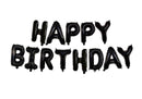 Black Happy Birthday Foil Balloons Banner Air-Filled NO HELIUM / NON-FLYING