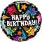 Round Foil Birthday Colorful Shooting Stars