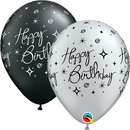 Black Birthday Elegant Sparkles & Swirls- 2pcs.