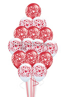 Double Heart Printed Balloon Bouquet- 15 pcs. with weight