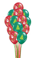 Santa & Christmas Tree Balloon Bouquet - 15count