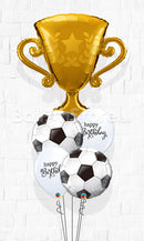 Golden Trophy Soccer Ball Birthday Balloon Bouquet