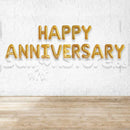 GOLD Happy Anniversary Alphabet Foil Balloons Banner -- Air-Filled - NON FLYING / NO HELIUM