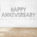 SILVER Happy Anniversary Alphabet Foil Balloons Banner Air-Filled NO HELIUM / NON-FLYING