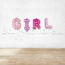 8" G-I-R-L Alphabet Foil Balloons Banner NO HELIUM / NON-FLYING