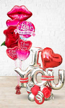 I Heart You Smoochy Love in the Air Rose Jumbo Balloon Arrangement PRE-ORDER 1DAY In Advance