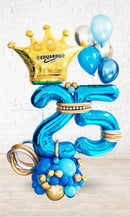 Golden Crown Any Number Balloon Arrangement with Custom Text PRE-ORDER 1DAY In Advance