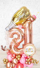 RoseGold Any Number Cheers Balloon Arrangement with Custom Text PRE-ORDER 1DAY In Advance