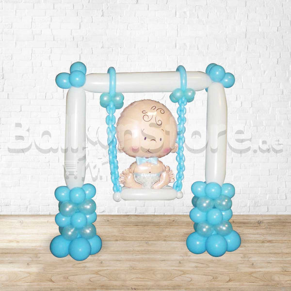 Baby Boy / Girl on Swing Balloon Arrangement - ONLY GIRL Available