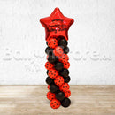 Custom Text / Logo Red Polka & Black Standard Balloon Pillar with 30inches Star Foil as topper - Pre Order / Logo Subject for Approval if Possible