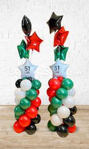 UAE Day Balloon Pillar wit 4pcs Star Foil as topper and White Star with 51 UAE Text