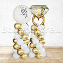 Custom Text - Engagement / Wedding / Will You Marry Me Balloon Pillar with 30inches Latex and Rings Foil as topper (Production date: 2-3days upon Ordering)