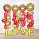 Golden L-O-V-E Confetti Balloon Package - Valentines Day Balloons delivery