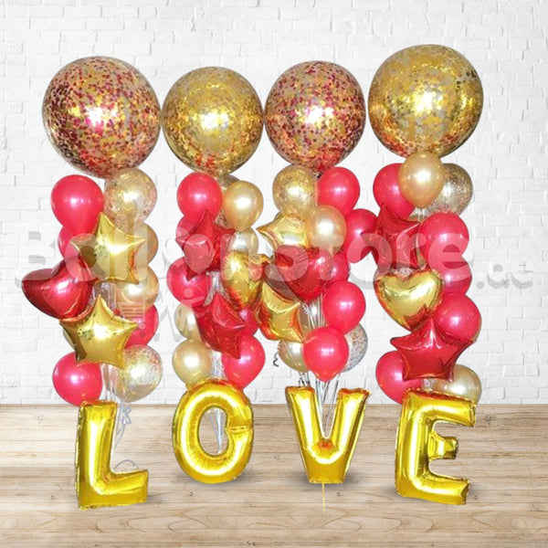 Golden L-O-V-E Confetti Balloon Package
