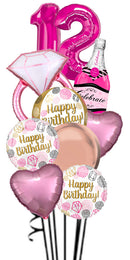 Any Two Number Pink and Gold Jewel Celebration Luxury Bouquet