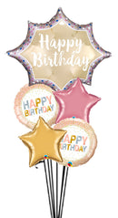 Birthday Satin Gold Pastel Balloon Bouquet With weight