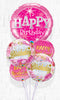 Pink Bubbles Birthday Sparkle Peonies Balloon Bouquet
