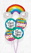 Super Size Welcome Home Rainbow Smiley Miss You Balloon Bouquet