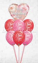 Happy Valentines Day Rose Gold Roses Balloon Bouquet