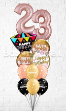Any Two Number Birthday Gold & RoseGold Ombre Birthday Big Little Dots BIG Balloon Bouquet