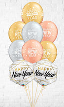 New Year Marble Rectangles Sparkles & Dots Balloon Bouquet With Weight
