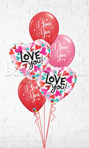 Love You Converging Hearts Scripts Balloon Bouquet - Valentines Day Balloons delivery