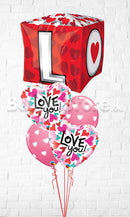 Love You Painted Big Heart Balloon Bouquet - Valentines Day Balloons delivery