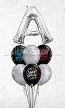 Any Letter Birthday! Blast Wrap Silver Balloon Bouquet
