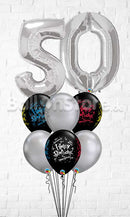 Any Two Number Birthday! Blast Wrap Silver Balloon Bouquet