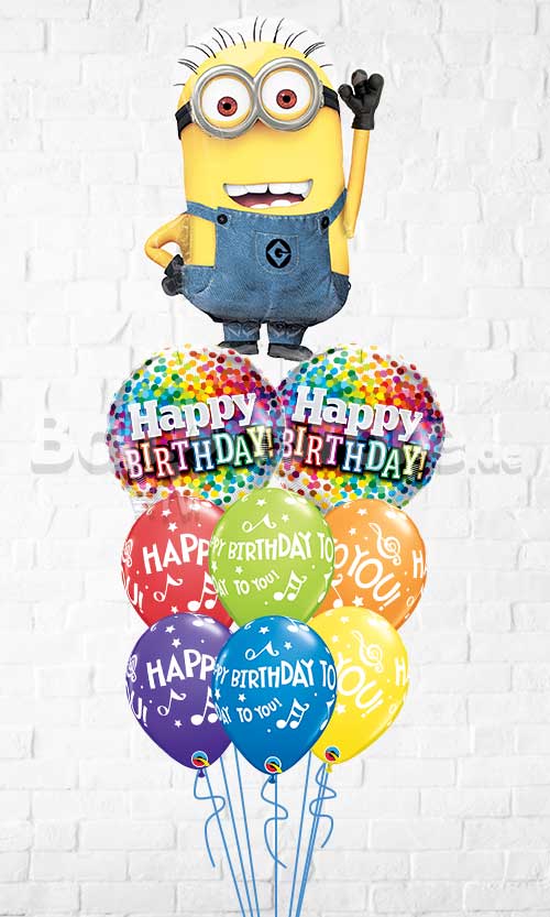 Minions Shape Colorful Confetti Birthday To You Balloon Bouquet