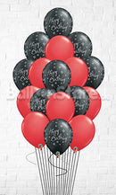 15Pcs Elegant Black Sparkle Birthday Red Balloon Bouquet With Weight