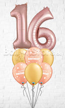 Any Two Number RoseGold, Gold Birthday Big Little Dots Balloon Bouquet