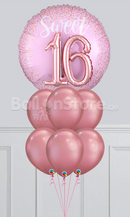 Sweet 16 Mauve Chrome Balloon Bouquet With Weight